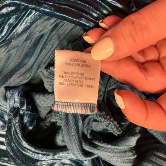 NBD Illusion Women's Teal Blue Shoulder Pad Wrap Velvet Mini Dress Size Xl - Picture 8 of 10